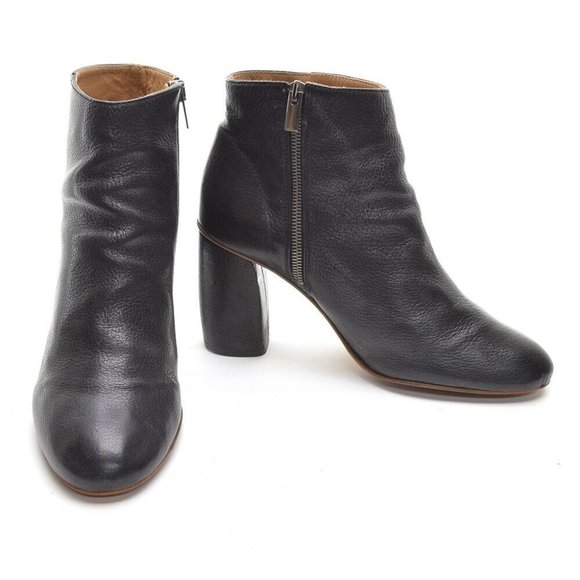 Everlane Black Pebbled Leather Heeled Zip Ankle Boots 8 - Picture 2 of 7